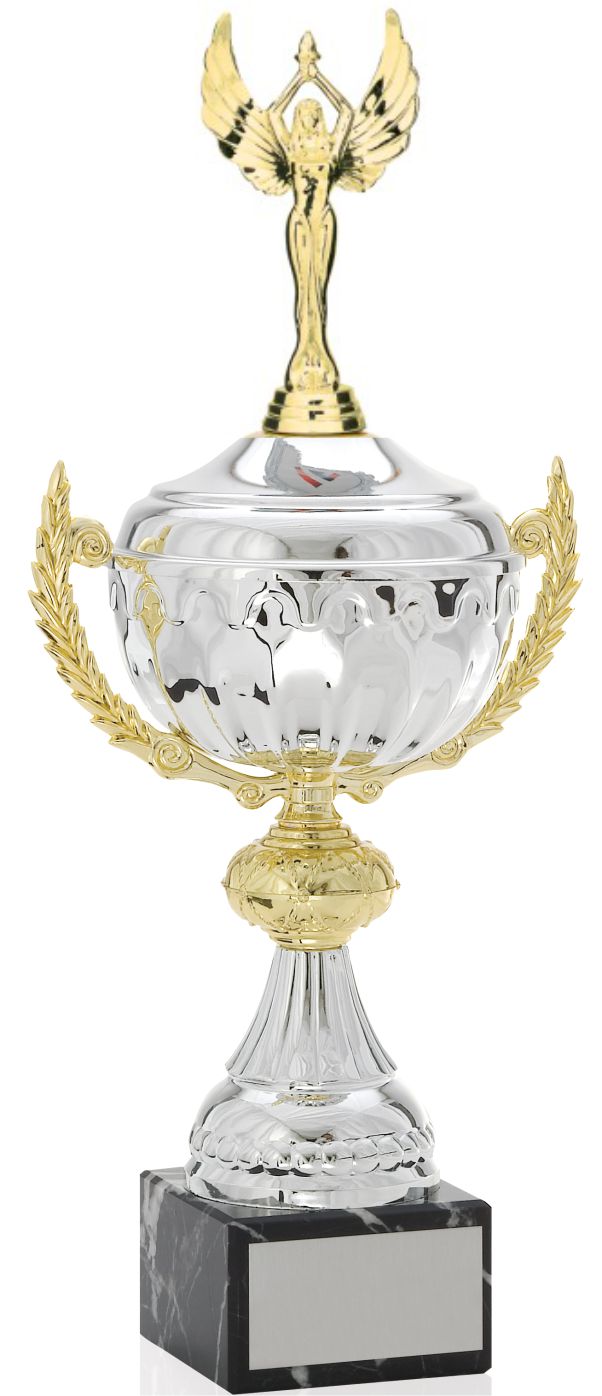 Victory Silver Metal Cup Trophy with Figurine