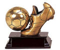 Brass Soccer Ball and Shoe Trophy Award