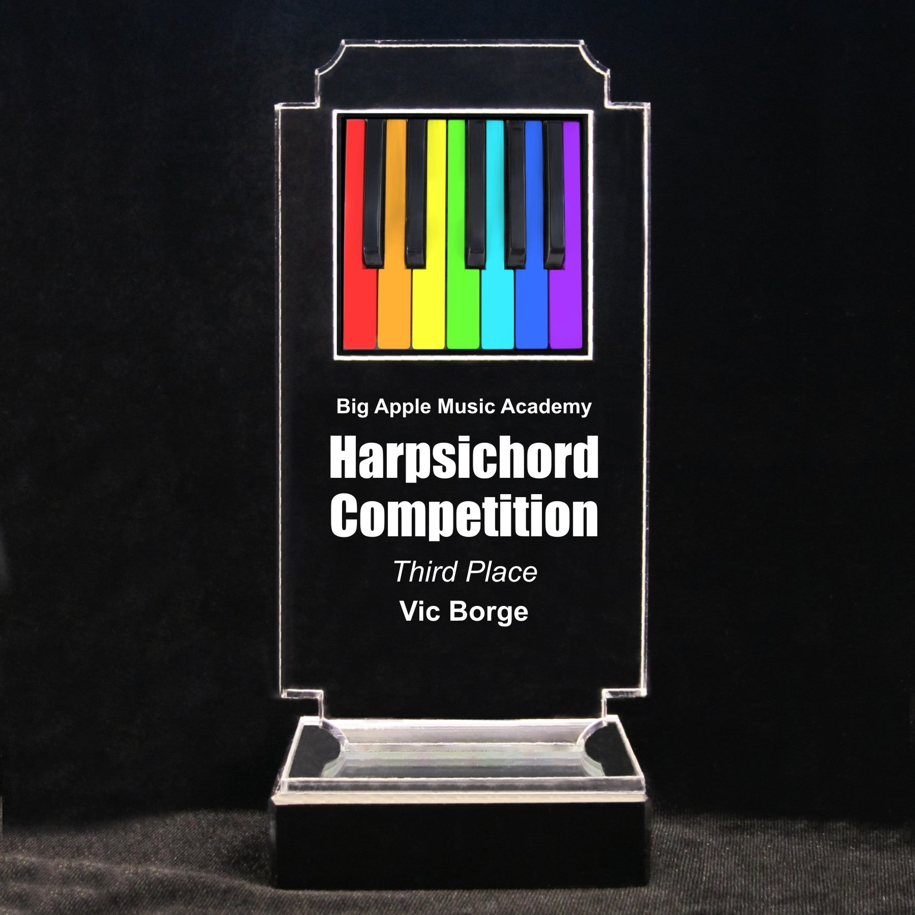 Retro Music Acrylic Full-Color Trophy - Rainbow Piano Keys