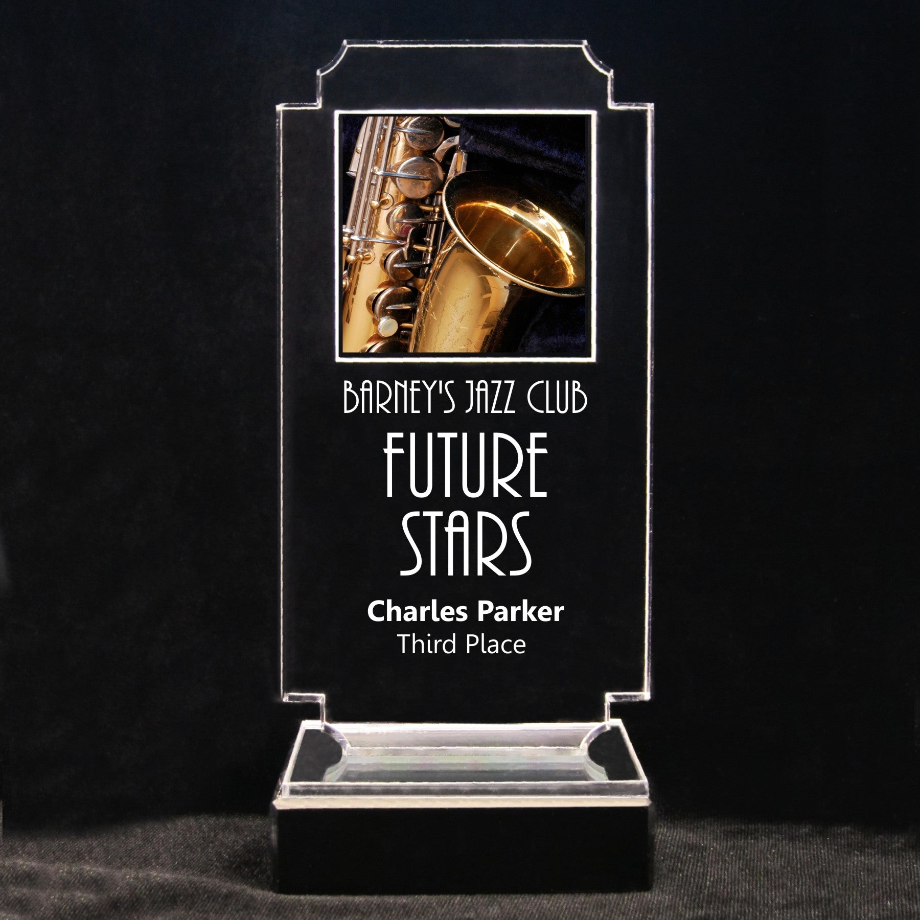 Retro Music Acrylic Full-Color Trophy - Saxophone