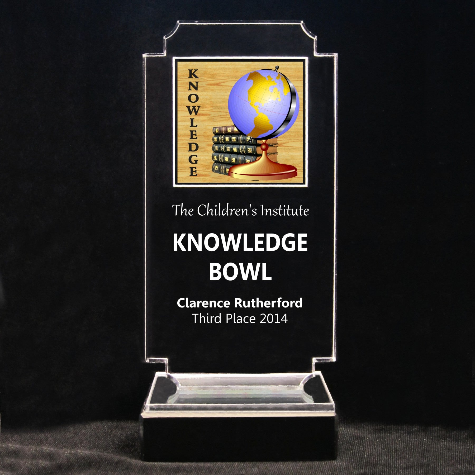 Retro Scholastic Acrylic Full-Color Trophy - Knowledge