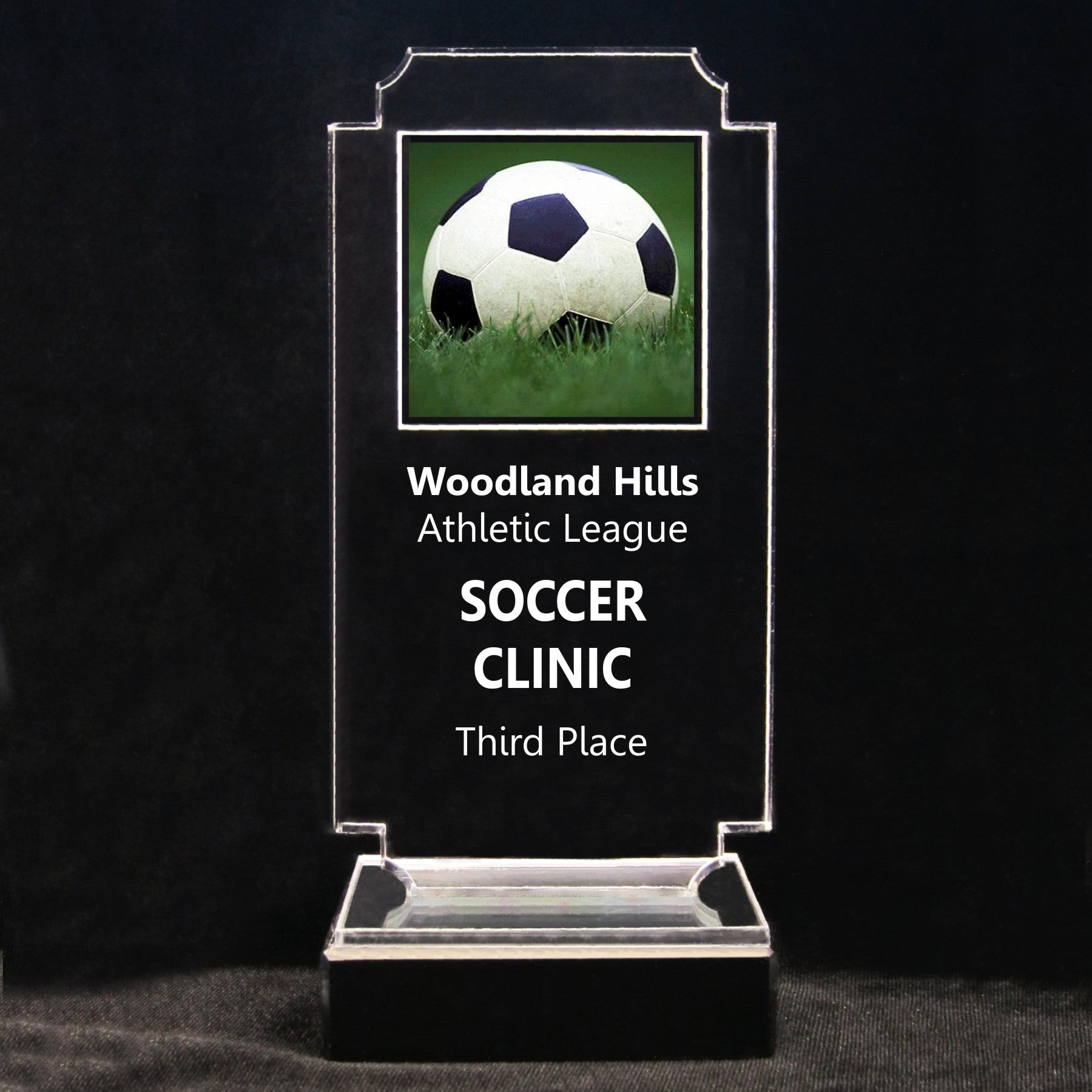 Retro Soccer Acrylic Full-Color Trophy - Soccer Ball