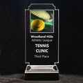 Retro Tennis Acrylic Full-Color Trophy - Tennis Ball and Racquet