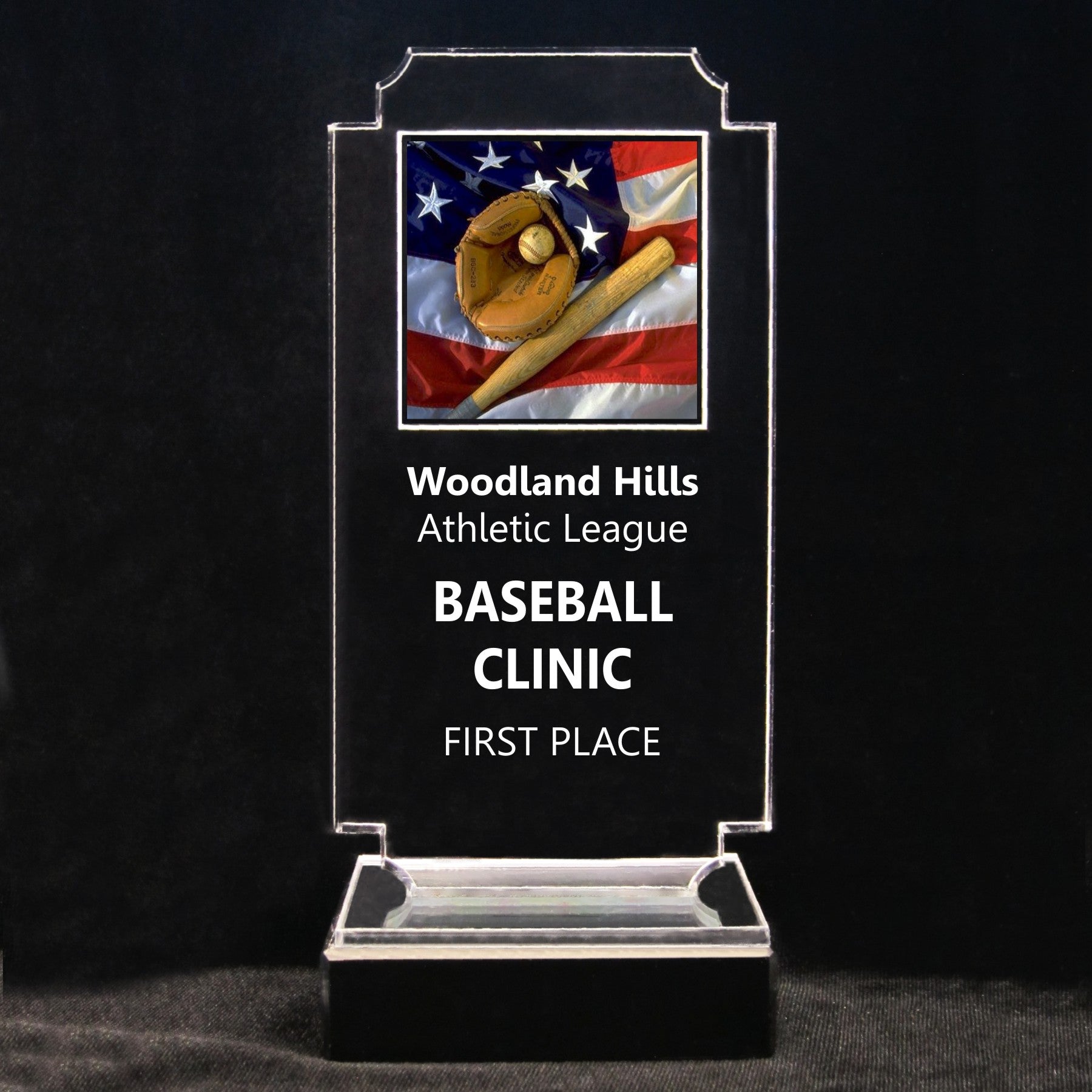 Retro Baseball Acrylic Full-Color Trophy - American Flag