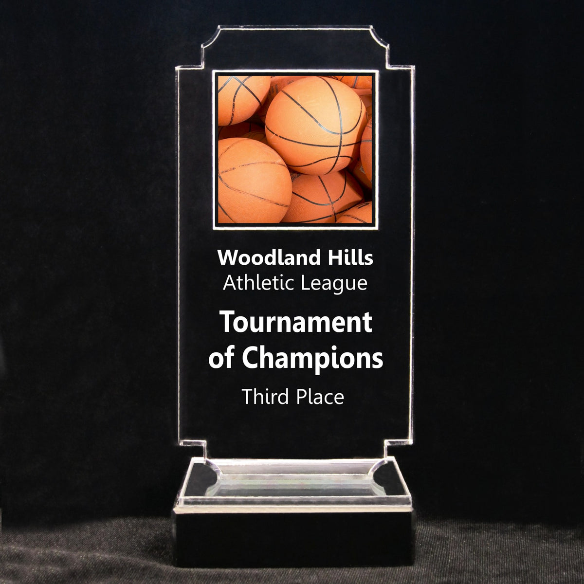 Retro Basketball Acrylic Full-Color Trophy - Multiple Basketballs
