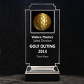 Retro Golf Acrylic Full-Color Trophy - Gold Golf Ball