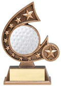 Bronze Golf Ball & Stars Resin Trophy Award - 5-3/4"
