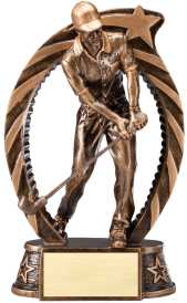 Male Golfer Bronze Star Arch Resin Trophy Award - 7-1/2"