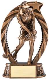 Female Golfer Bronze Star Arch Resin Trophy Award - 7-1/2"