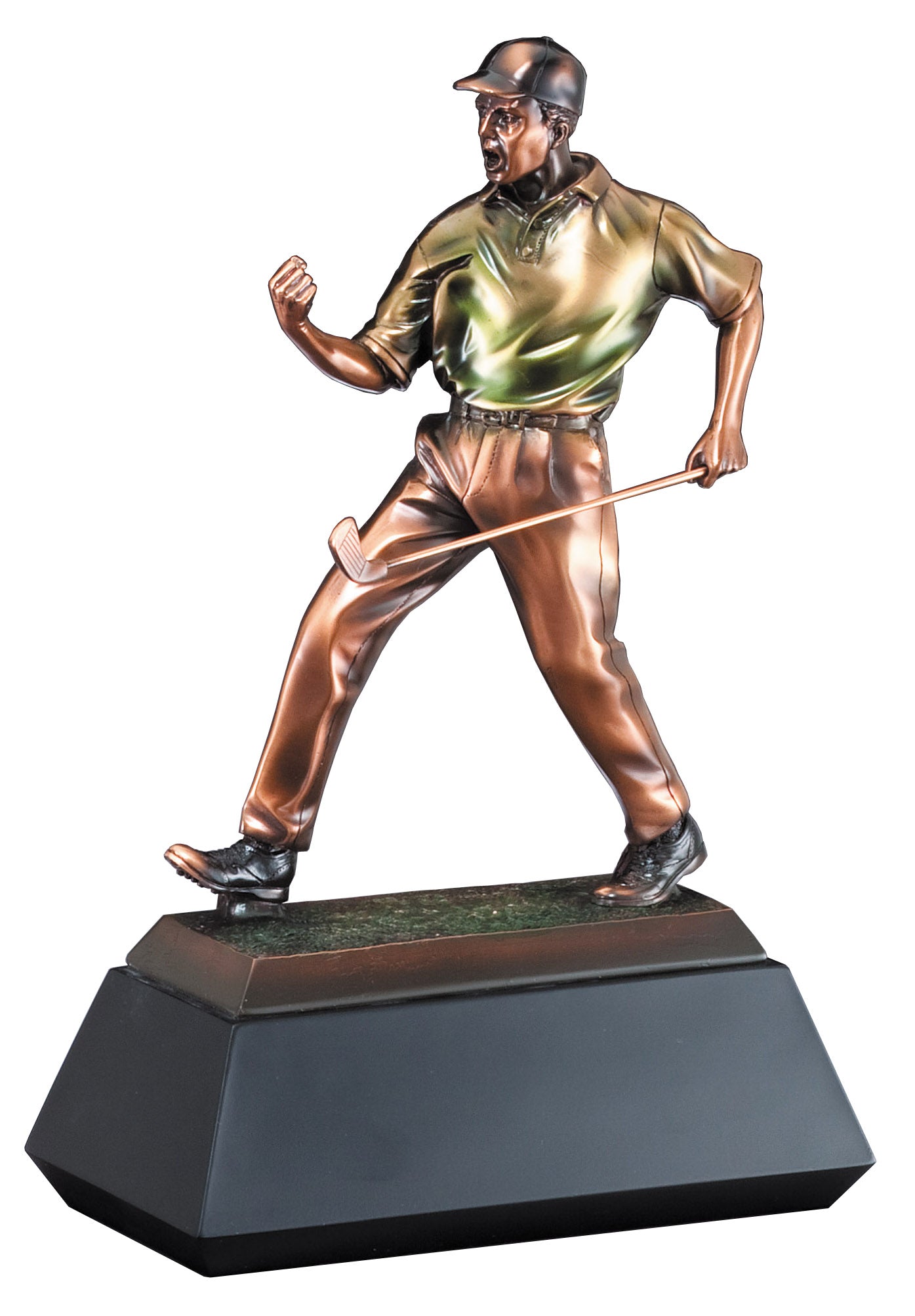 Large Male Golfer Copper Resin