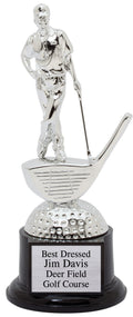 Male Golfer Chrome-Plated Resin Trophy Award - 10-1/2"