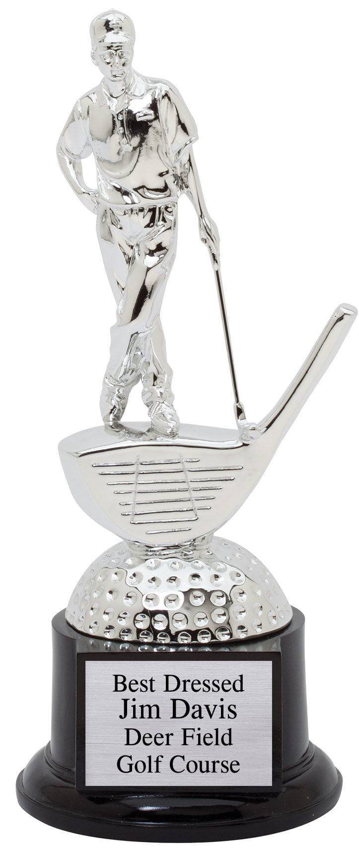 Male Golfer Chrome-Plated Resin Trophy Award - 10-1/2"