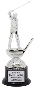 Male "Golf Swing" Chrome-Plated Resin Trophy Award - 10-1/2"