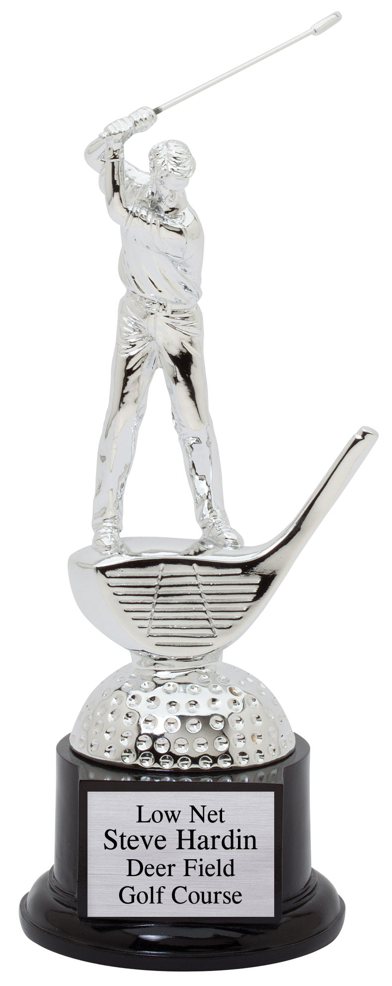 Male "Golf Swing" Chrome-Plated Resin Trophy Award - 10-1/2"
