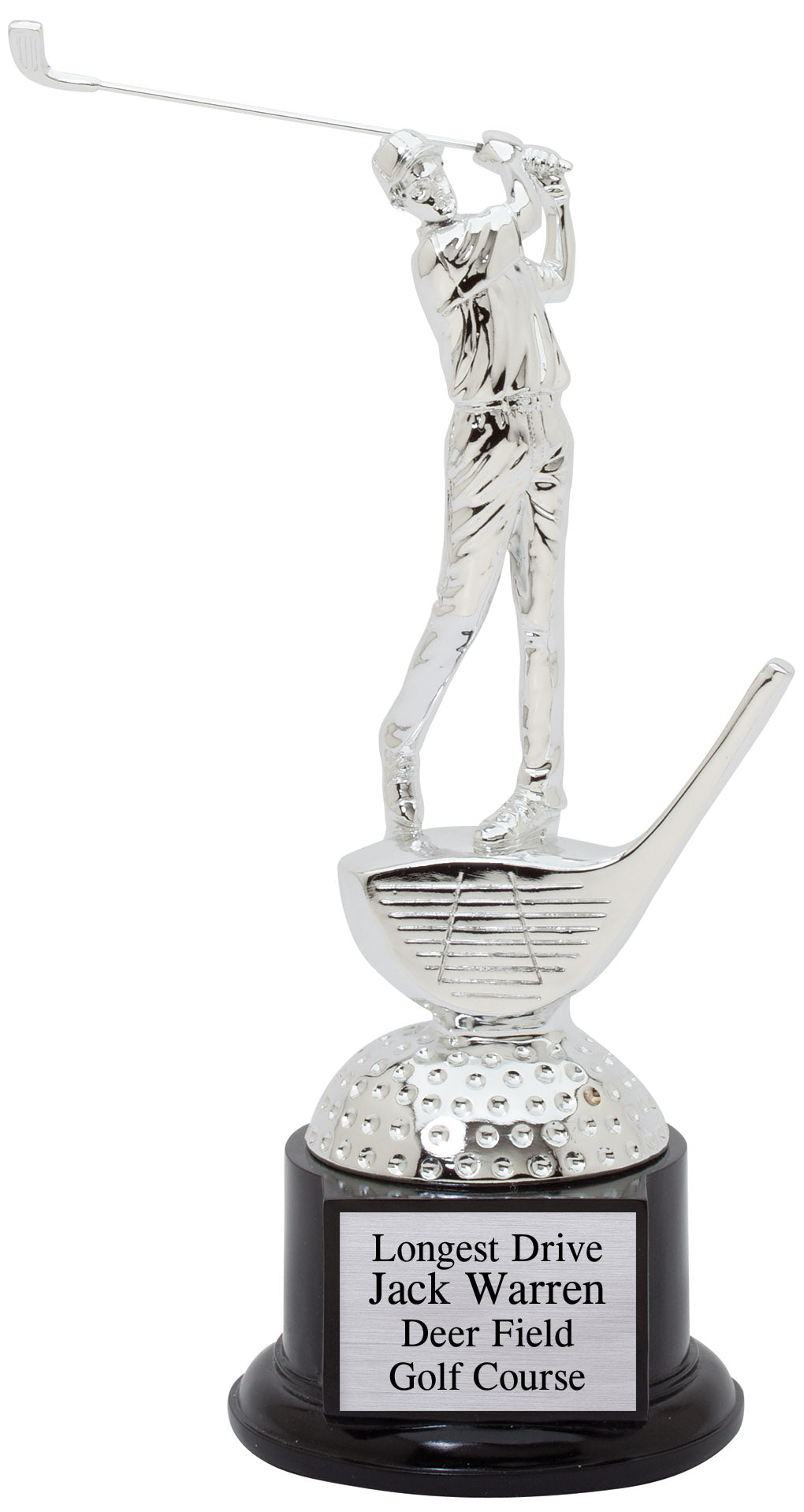 Male "Golf Swing 2" Chrome-Plated Resin Trophy Award - 10-1/2"