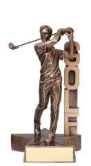 Male Golfer Bronze Billboard Resin Trophy Award
