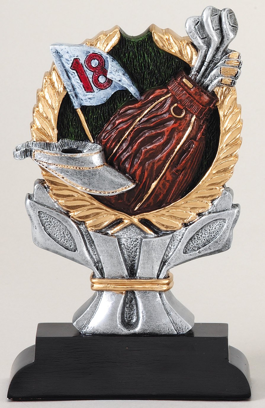Golf Bag Gold, Silver & Full Color Resin Trophy Award