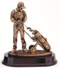 Golfer and Golf Bag Bronze Resin Trophy Award - 9"