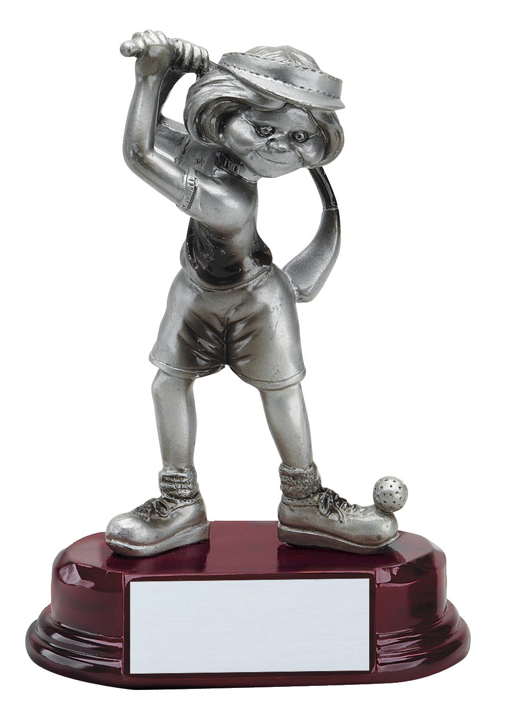 Comic Female Golfer Silver Resin Trophy Award - 5-1/2"