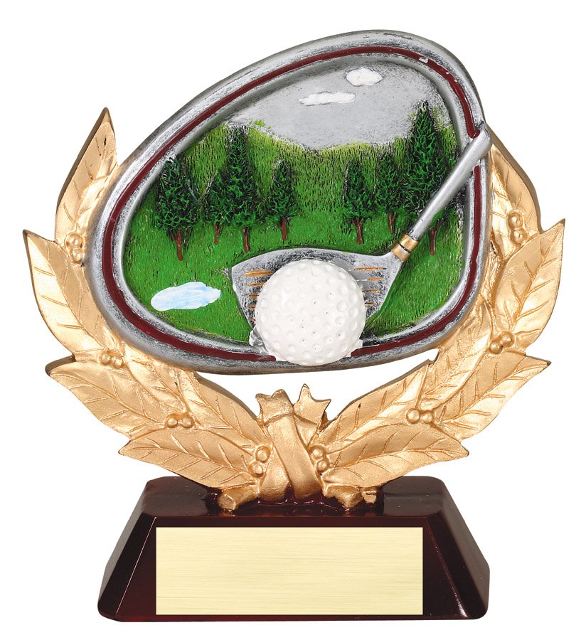 Golf Course Gold & Full Color Resin Trophy Award