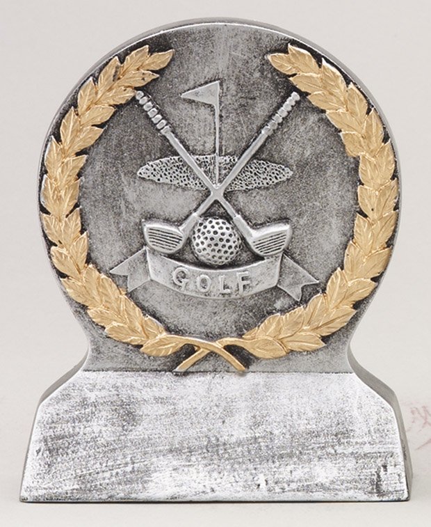 Crossed Golf Clubs Gold & Silver Resin Trophy Award