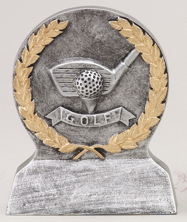Golf Tee Off Gold & Silver Resin Trophy Award