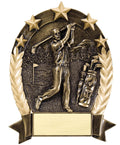 Bronze Male Golfer 5-Star Resin Trophy Award - 6 1/4"