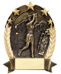 Bronze Female Golfer 5-Star Resin Trophy Award - 6 1/4"