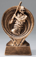 Baseball Batter Bronze Rings Resin Trophy Award - 6''