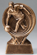 Male Bowling Bronze Rings Resin Trophy Award - 6"