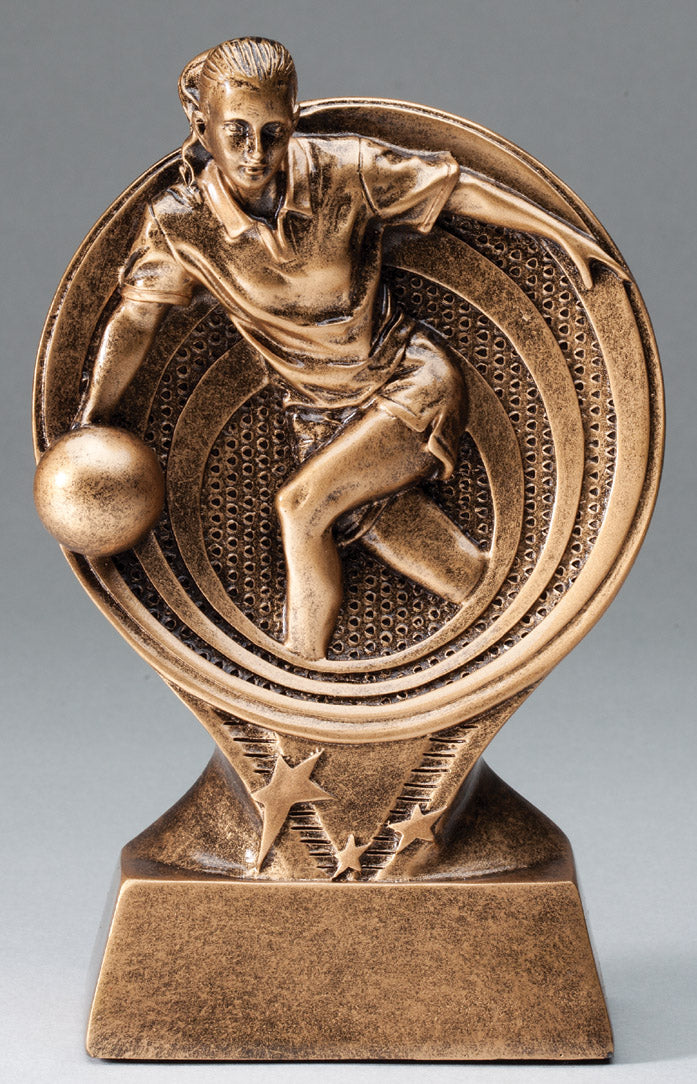 Bronze Rings Female Bowling Trophy Award - 6" 