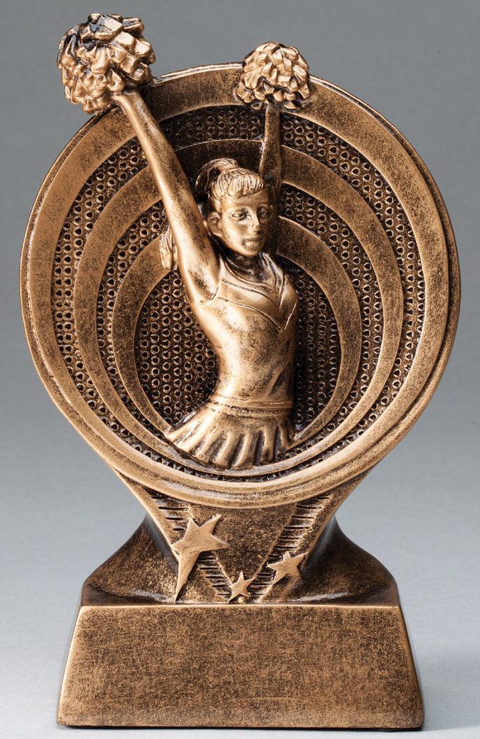 Cheerleading Bronze Rings Resin Trophy Award - 6"