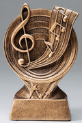 G-Clef Music Bronze Rings Resin Trophy Award - 6"