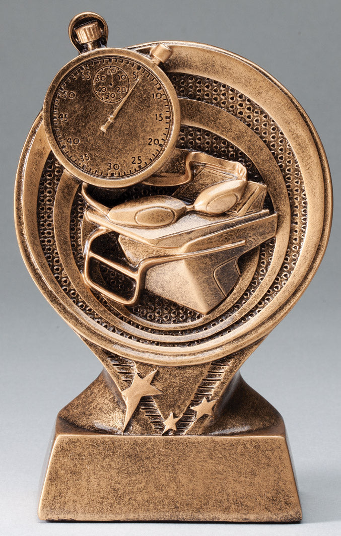Swimming Bronze Rings Resin Trophy Award