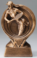 Female Tennis Bronze Rings Resin Trophy Award - 6"