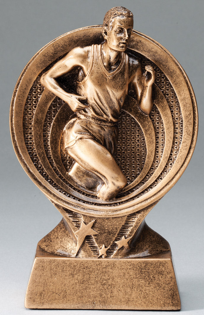 Male Track Bronze Rings Resin Trophy Award - 6"