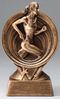 Female Track Bronze Rings Resin Trophy Award - 6"