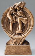 Male Wrestling Bronze Rings Resin Trophy Award - 6''