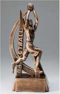 Basketball Ultra Action Male Bronze Resin Trophy Award - 8''