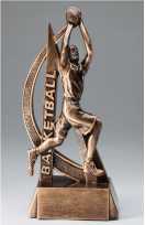 Basketball Ultra Action Male Bronze Resin Trophy Award - 8''