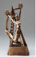 Ultra Action Female Cheerleader Bronze Resin Trophy Award - 8''