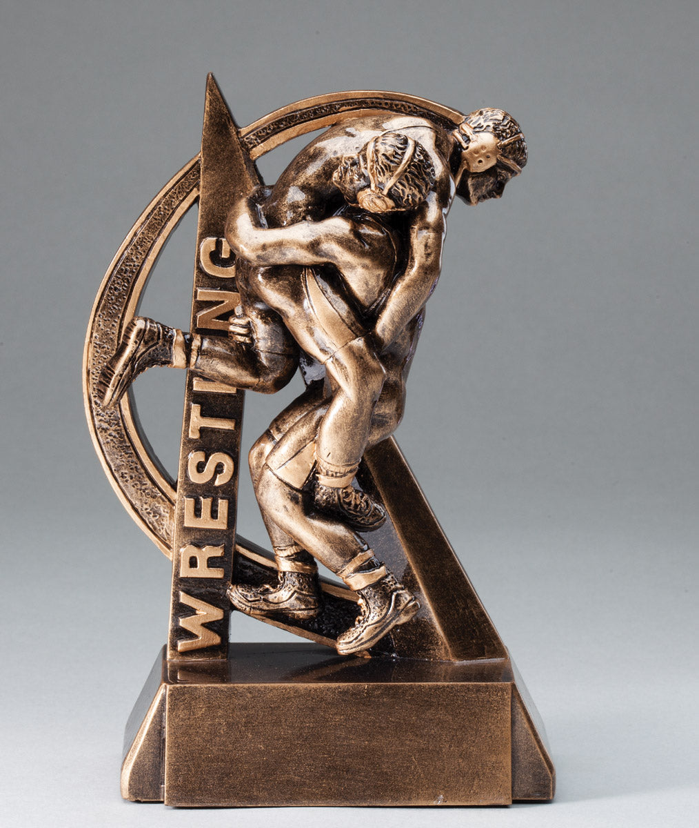 Male Wrestling Ultra Action Bronze Resin Trophy Award - 6-1/2"