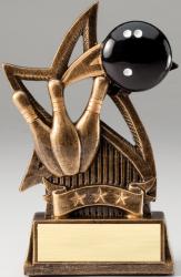 Bowling Star Bronze Resin Trophy Award - 6''
