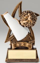 Cheerleading Megaphone Star Bronze Resin Trophy Award - 6''
