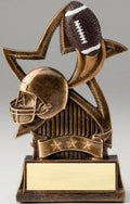 Football Helmet Star Bronze Resin Trophy Award - 6''