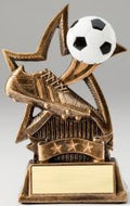 Soccer Ball & Cleats Bronze Resin Star Trophy Award - 6''