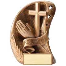Bronze "Religious" Swoosh Resin Trophy Award - 5-1/2"
