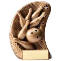 Bowling Swoosh Bronze Resin Trophy Award - 5-1/2"