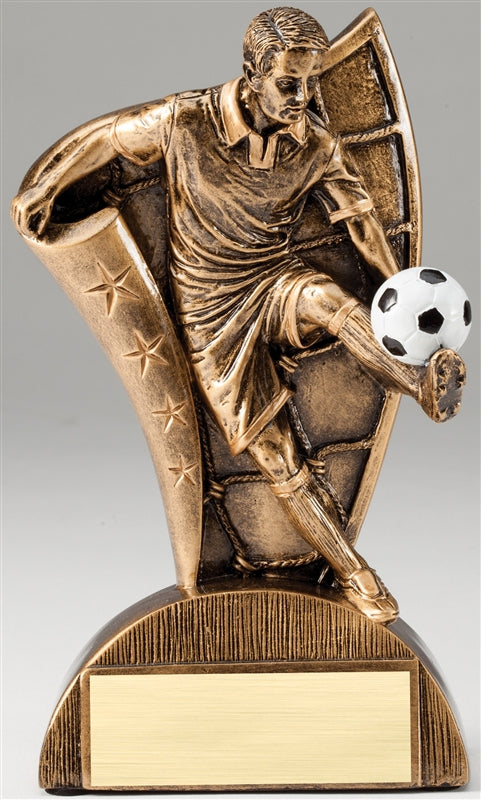 Male Soccer Flag Bronze Resin Trophy Award - 6 1/2''