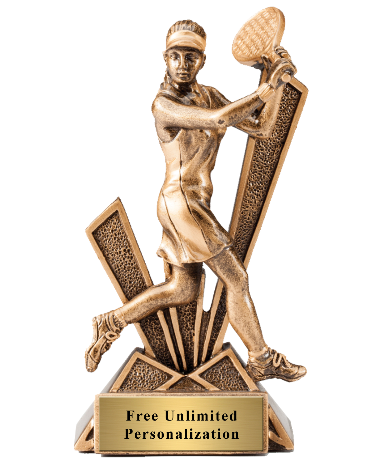Female Tennis Checkmate Bronze Resin Trophy Award - 6 1/2"